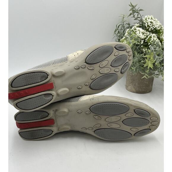 Prada Vintage Sneakers Trainers‎ Low Cut Sports Gray Beige Suede US Sz 8/38.5 - Picture 11 of 11